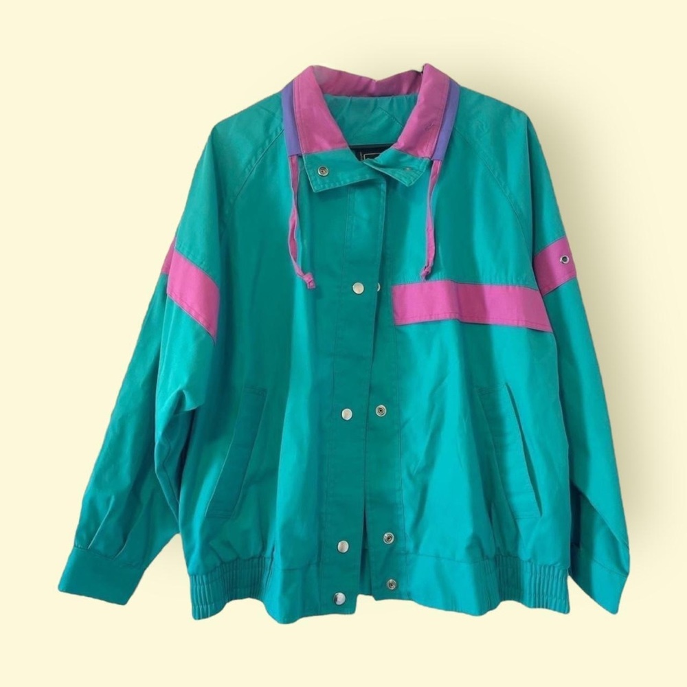 Vintage 80s Teal And Pink Jacket
